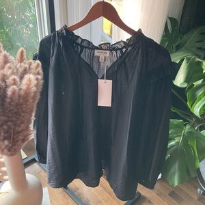 Hudson Jeans Black Ruffled Women's Blouse